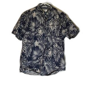 MBX Premium Goods Blue Cotton Hawaiian Floral Surf Button Down Shirt SZ L